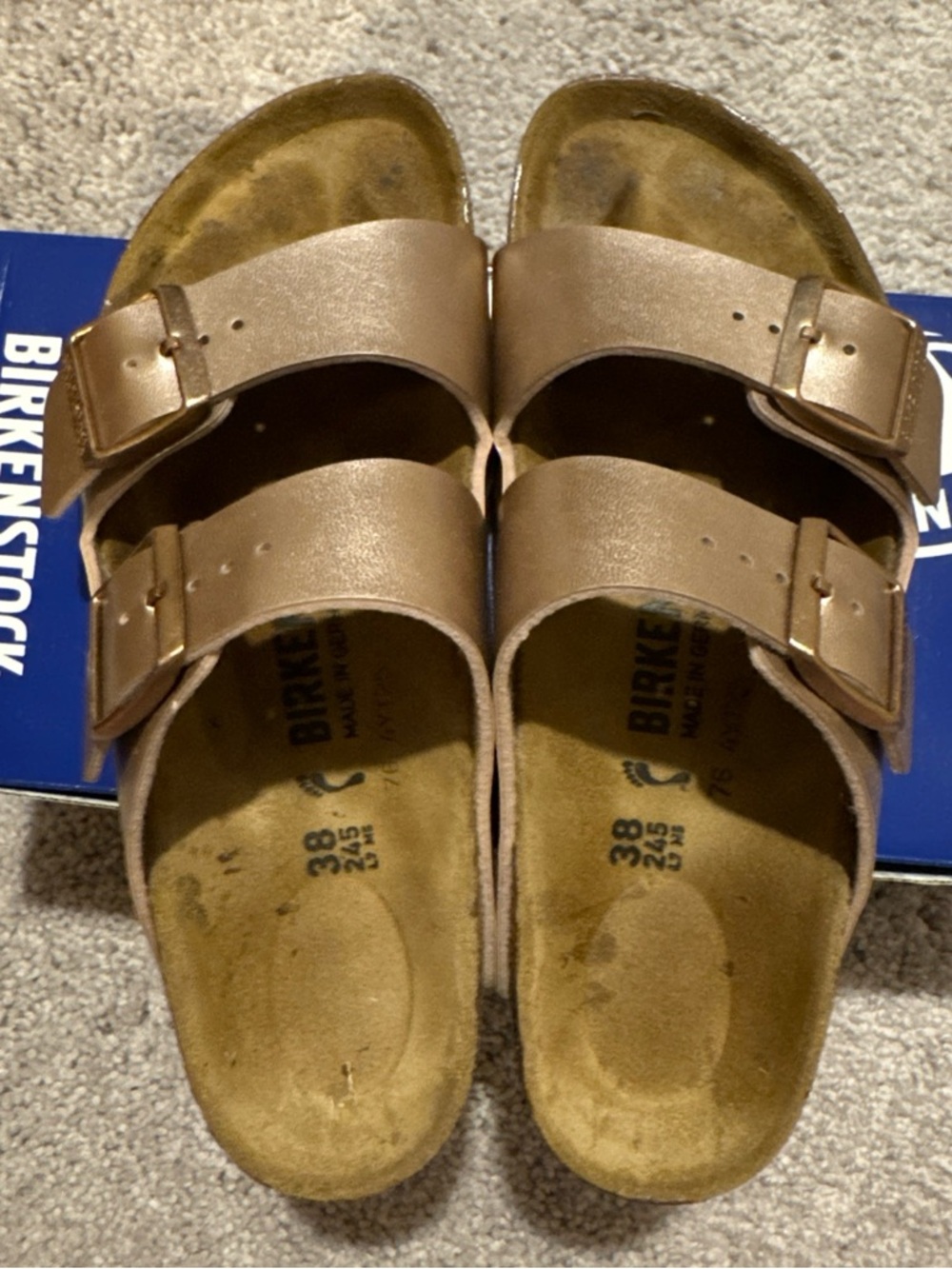 Birkenstock Arizona Slide Sandal 38N Copper 7-7.5 Narrow Women’s Sandal